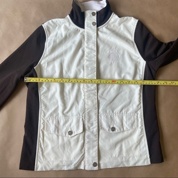 Lauren Ralph Lauren Active Women's Size Petite Med Track Jacket Off White/Brown - Picture 8 of 15